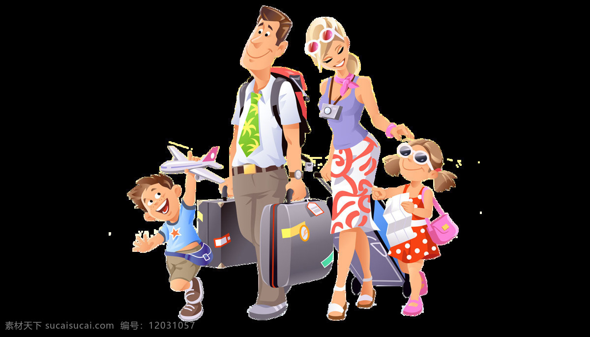 卡通 休闲度假 一家人 元素 png元素 度假 旅行 旅游 免抠元素 透明素材