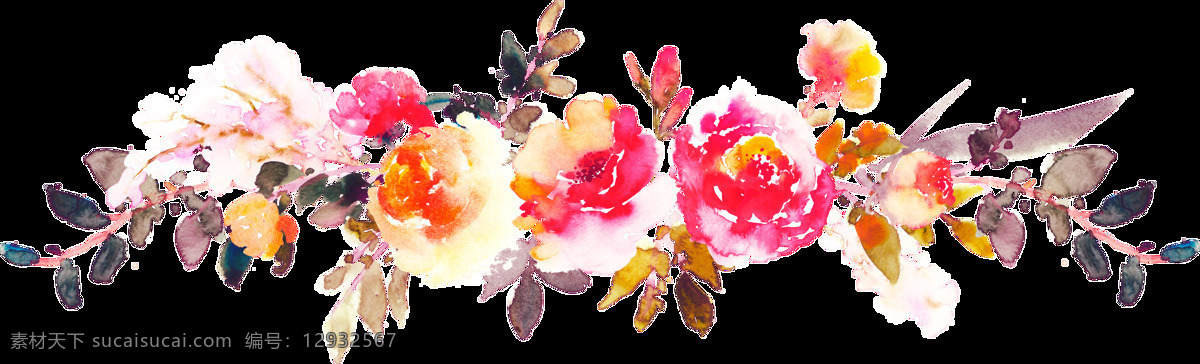 横向 生长 花卉 装饰 卡通 透明 抠图专用 设计素材