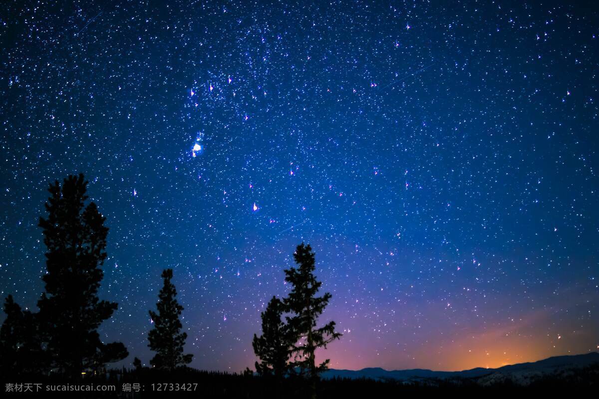 星空山坡 星空 夜空 星星 天空 背景 风景摄影 自然景观 自然风景