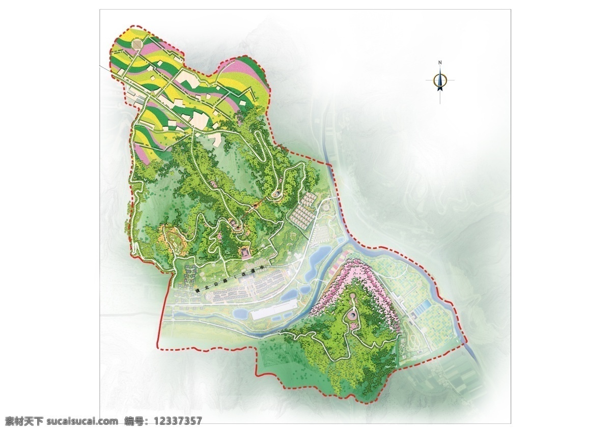 旅游景区 景观 彩色 平面图 分层 花海田园 文件 山体规划 山体游步道 山体景观 桃花园 山体索道 攀山步道 乡村旅游 旅游规划