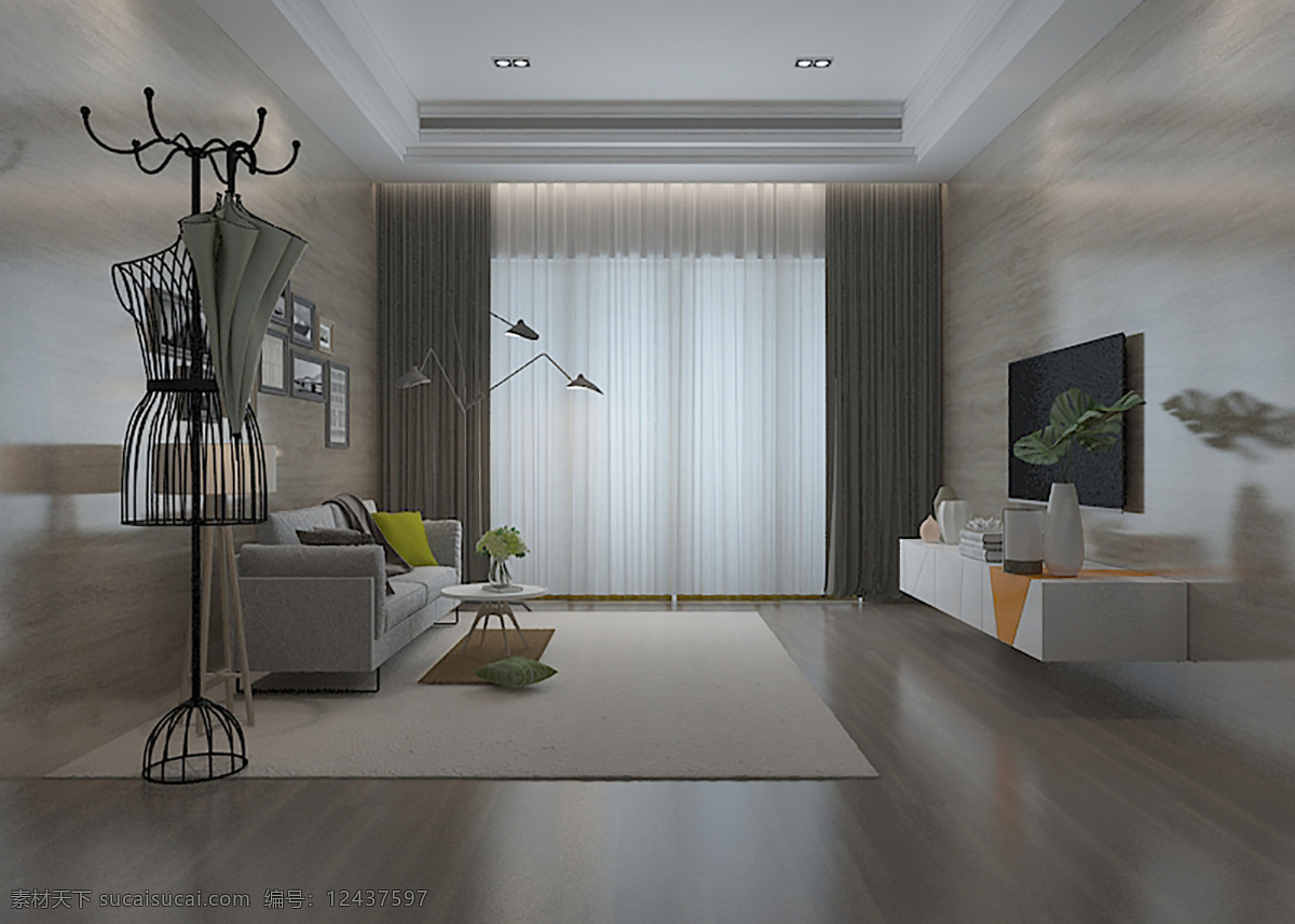 现代 简约 客厅 模型 3d 图 模板 现代客厅 3d模型 建筑模型 光影效果 简约风格