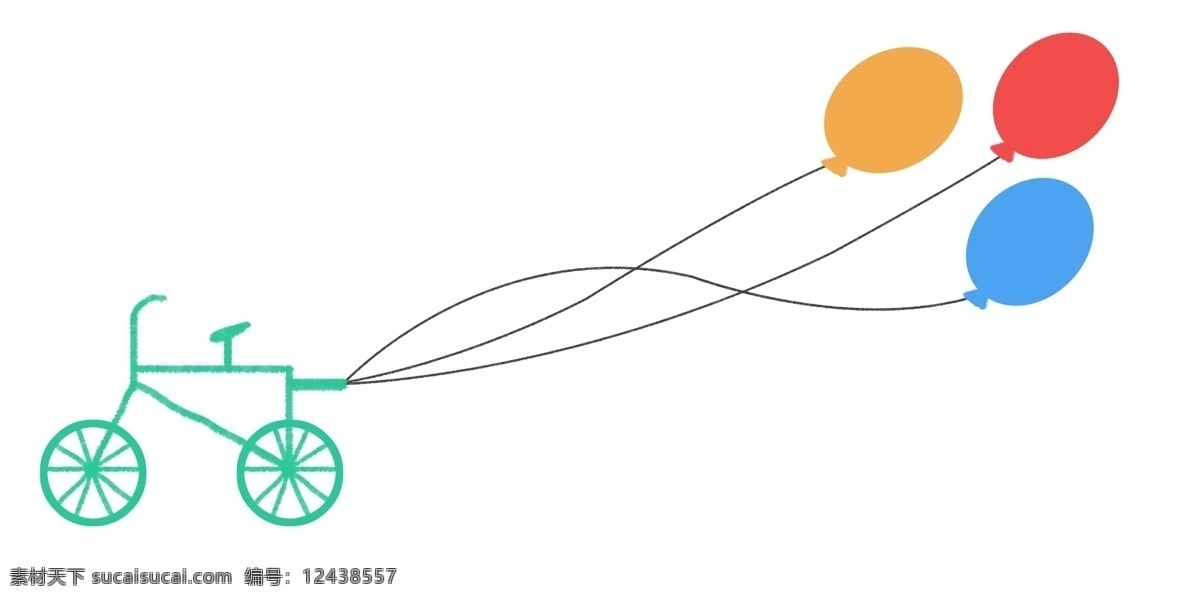 自行车 气球 分割线 装饰 自行车分割线 绿色自行车 气球分割线 气球装饰 分割线装饰 漂浮的气球 卡通分割线