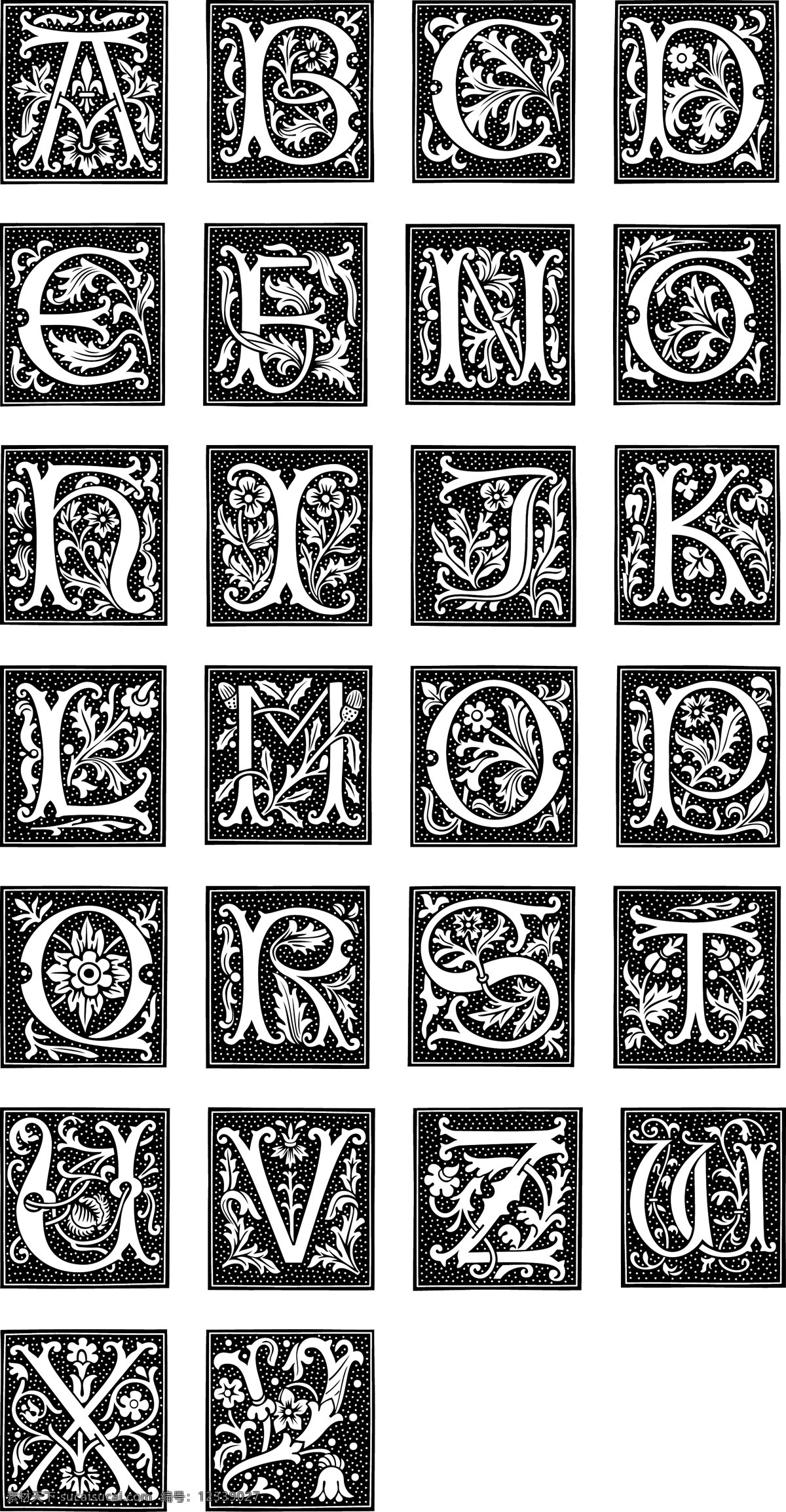 矢量 字母 英语 英文 标识 黑白 拼音 字母装饰 字母表 英文设计母 卡通字母 广告矢量设计 广告字母设计 创意字母 炫酷字母 欧式 抽象 夸张 花纹 底纹 复古 做旧 统一图典 动漫动画