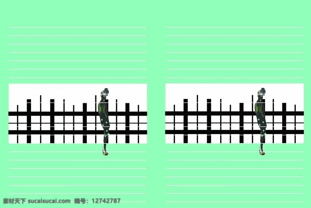 笔记本内页 笔记本 内页 个性 女郎 绿色 画册设计