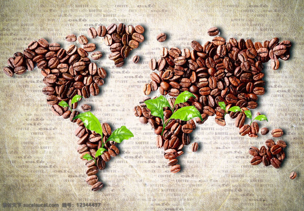 咖啡豆 世界地图 咖啡 可可豆 创意地图 咖啡图片 餐饮美食