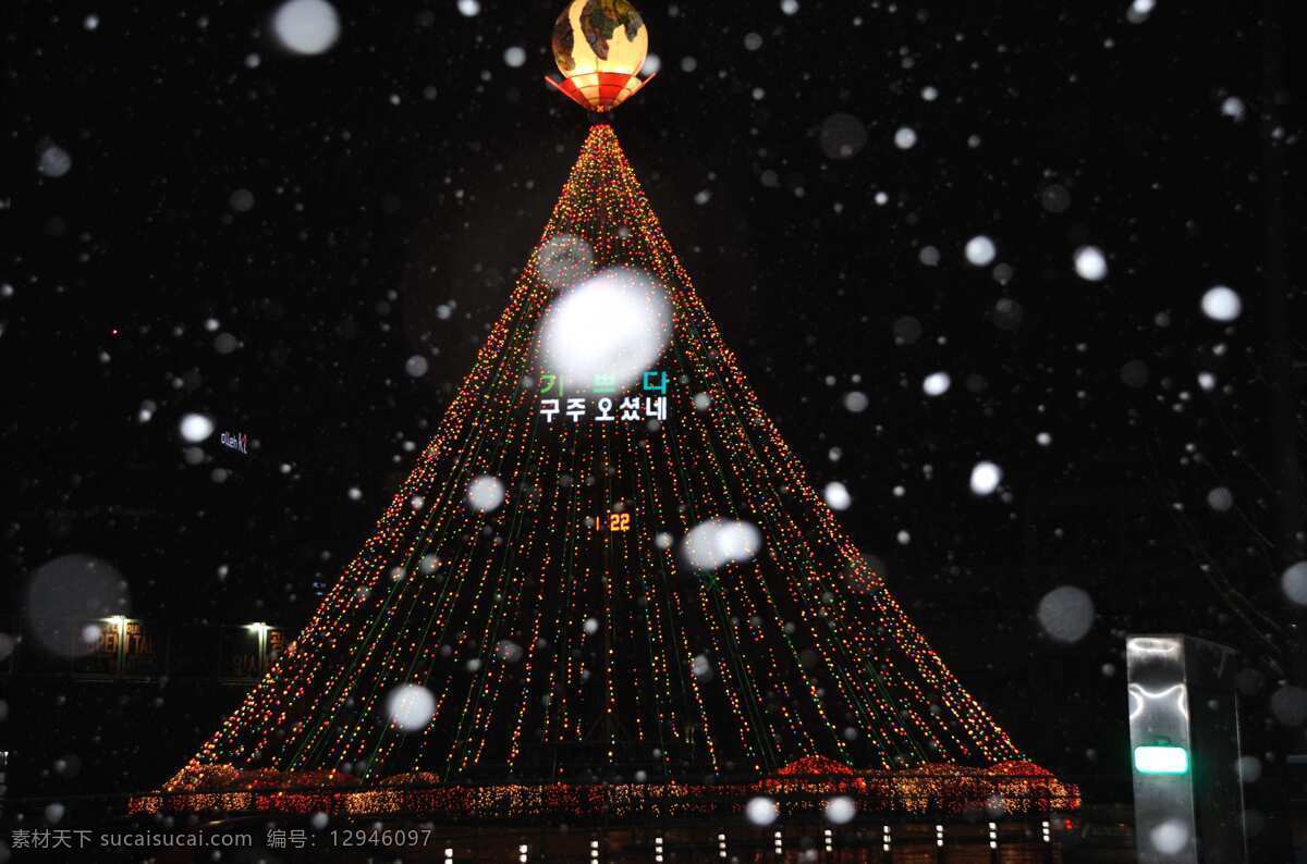 光州雪夜 韩国 光州 雪景 灯光 浪漫 国外旅游 旅游摄影