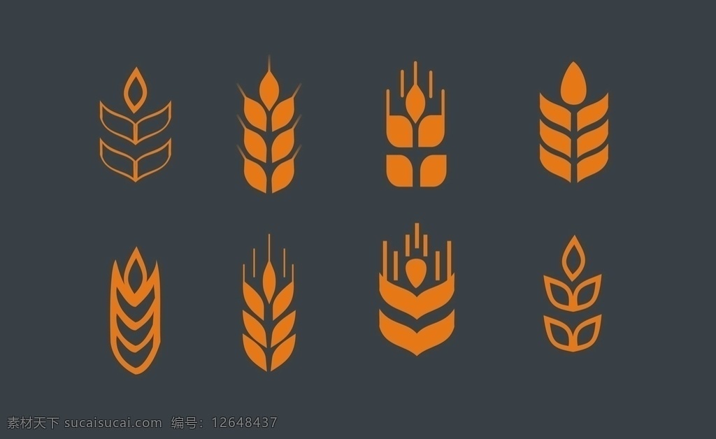 各种 小 麦穗 矢量 小麦创意 小麦简笔 可爱