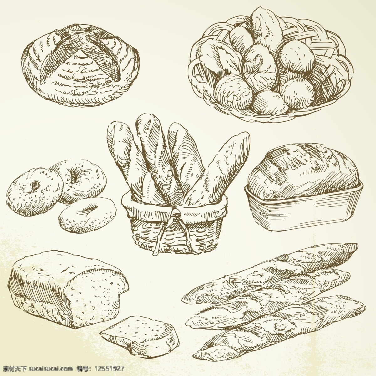 餐饮美食 插画 蛋糕 咖啡厅 面包 生活百科 食物 矢量素材 手绘 矢量 模板下载 手绘食物 线稿 速写 素描 西餐 插画集