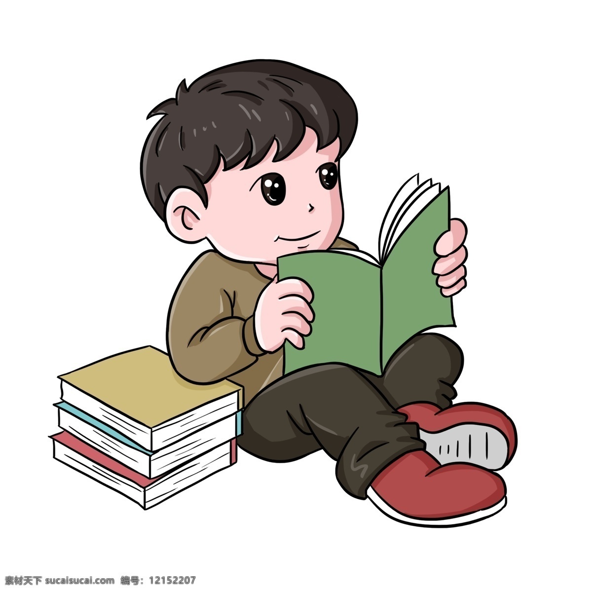手绘卡通看书人物读书ppt等可素材图片下载-素材编号12152207-素材天下图库