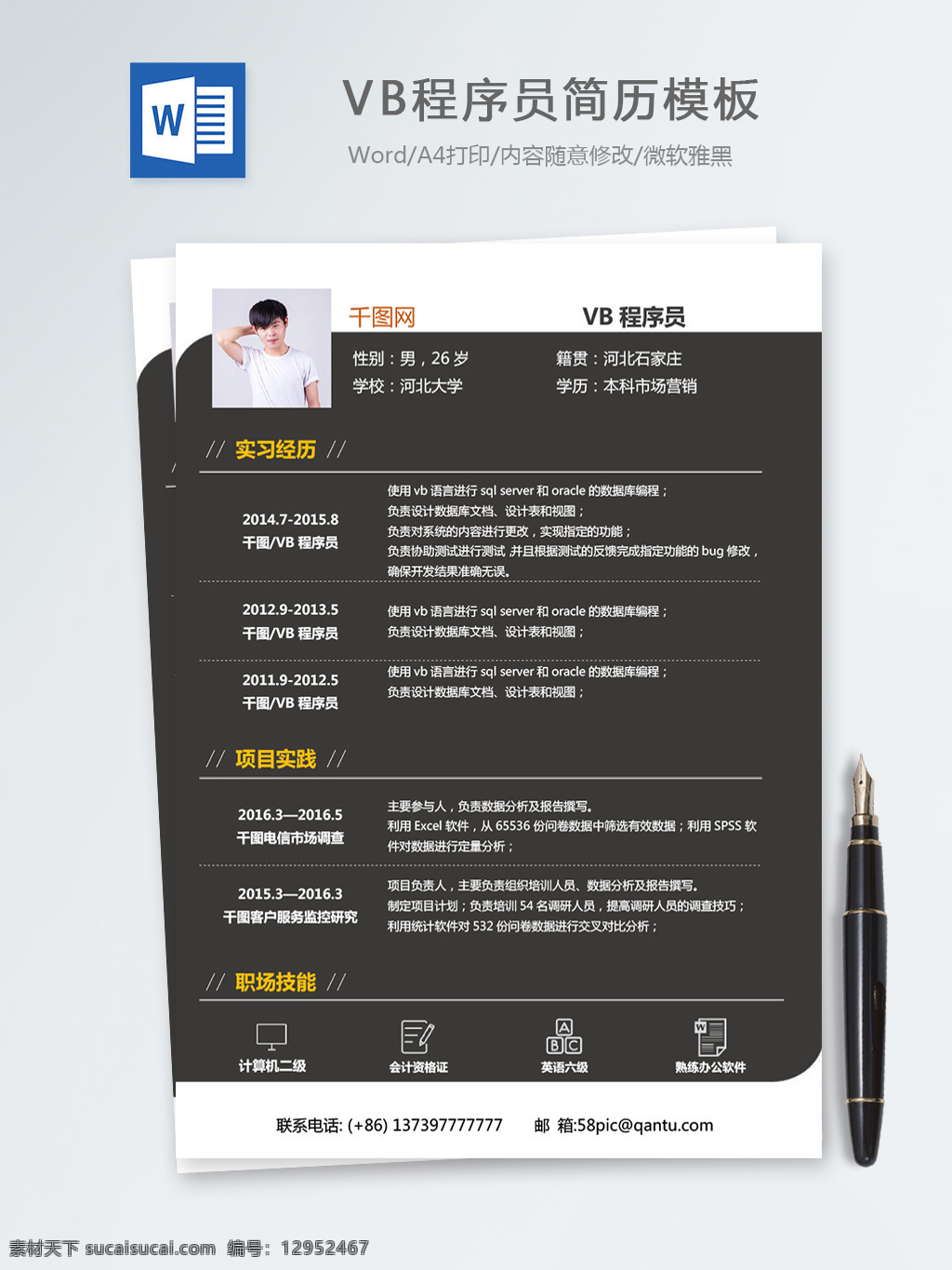 vb 程序员 个人简历 模板 简历 简历模板 个人简历模板 it 后端开发 13年 vb程序员 新颖