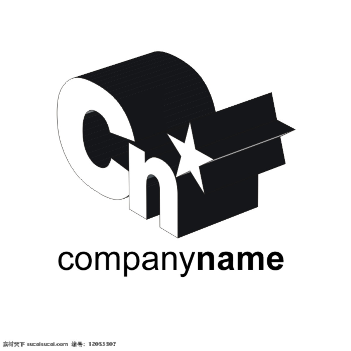 公司 logo 模板下载 公司logo cn 分层 源文件 白色