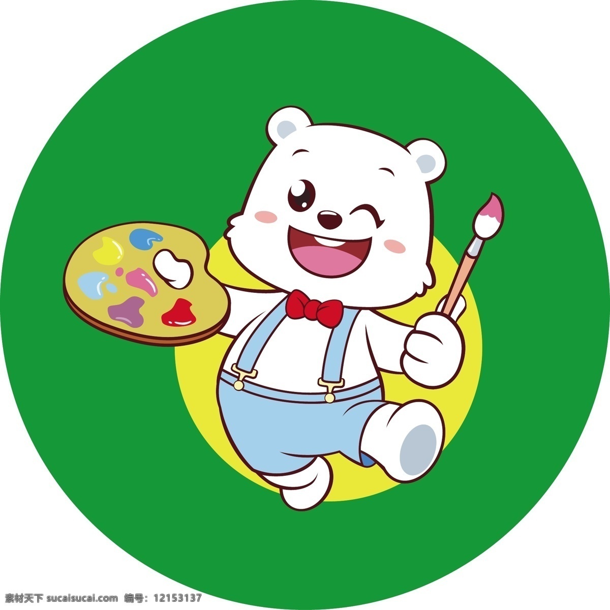 卡通 小熊 绘画 绿色 白熊 动漫动画