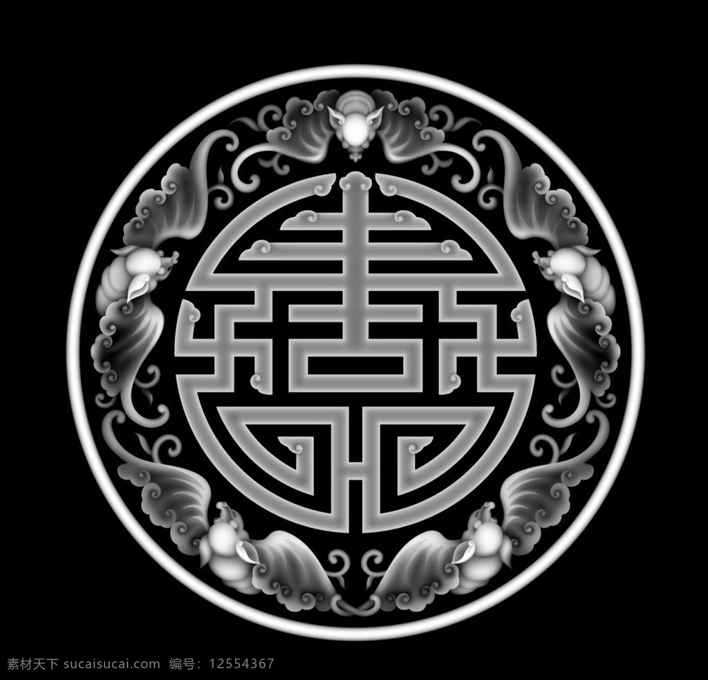 蝙蝠 灰度图 精雕 花雕 圆形 浮雕 雕刻 文化艺术 bmp