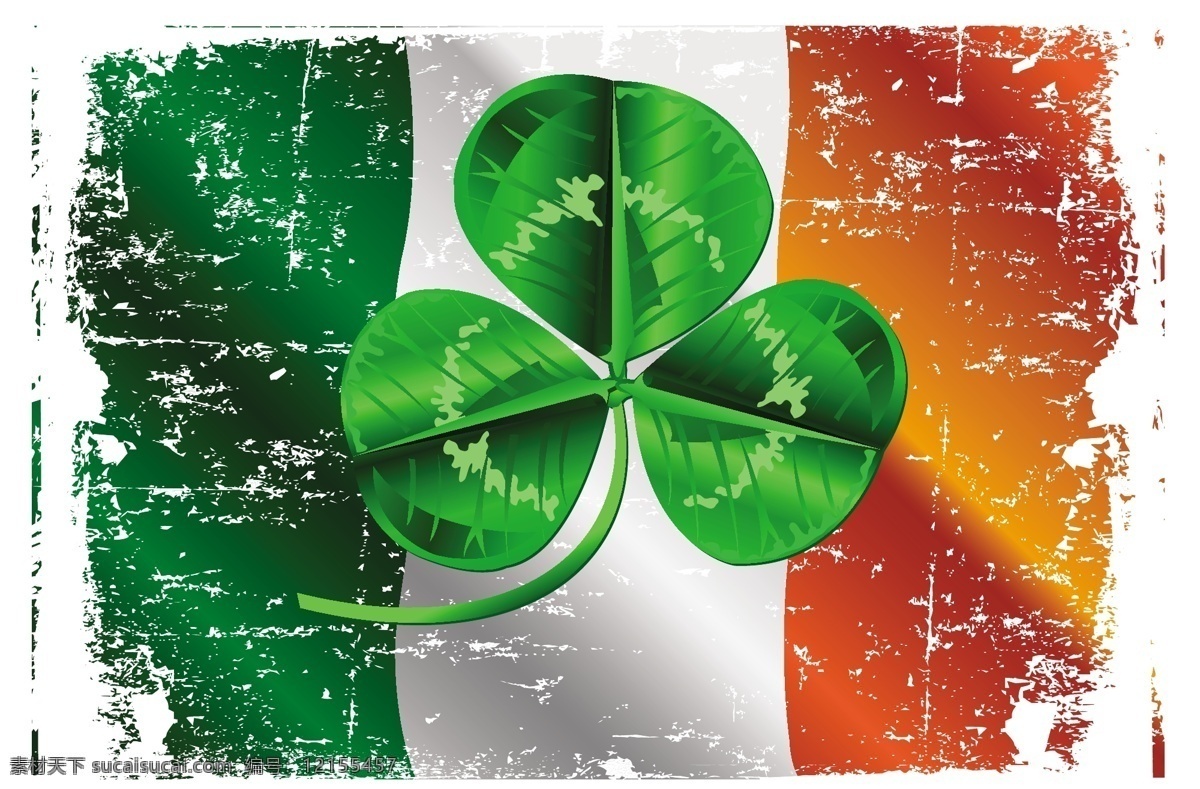 斑驳 爱尔兰 国旗 插画 矢量 背景 国庆 三叶草 圣帕特里克节 矢量图 其他矢量图