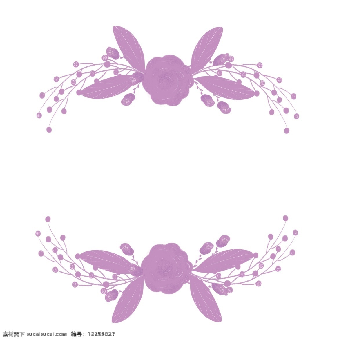 紫色 简约 花环 插图 植物盛开