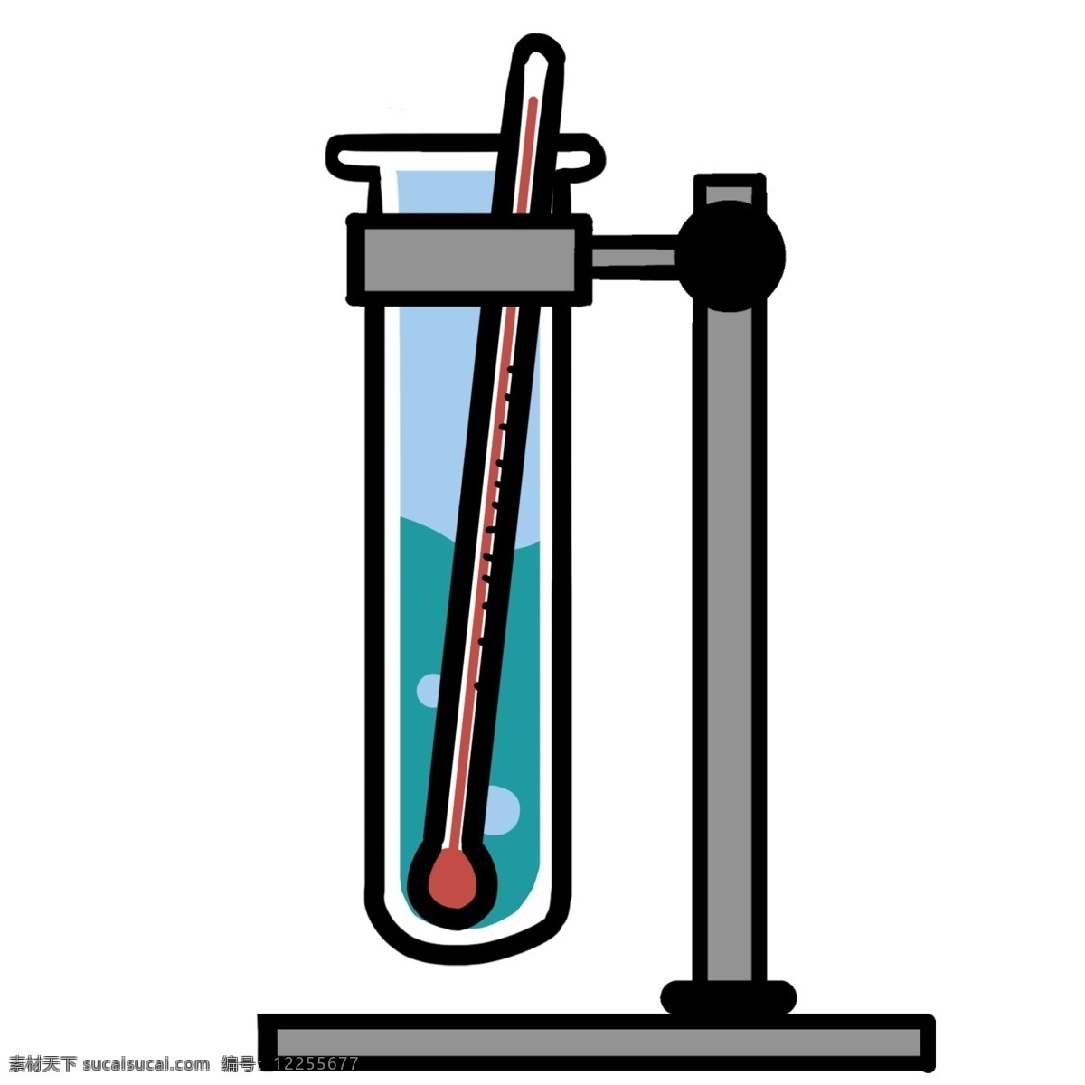 化学实验 试管 插画 实验的试管 卡通插画 化学插画 化学仪器 化学器材 化学工具 红色的温度计