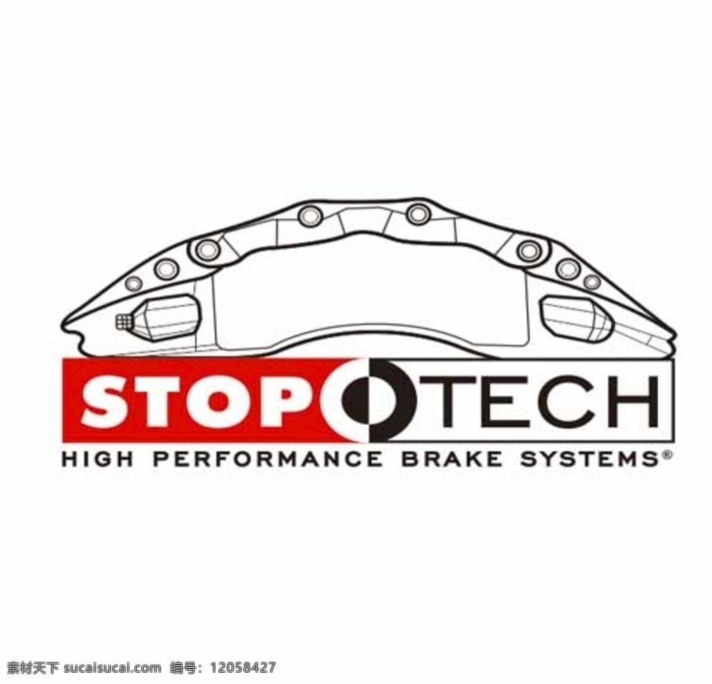 stoptech 卡钳 描 线 刹车卡钳 刹车分泵 六活塞 对向卡钳 商务金融 商业插画