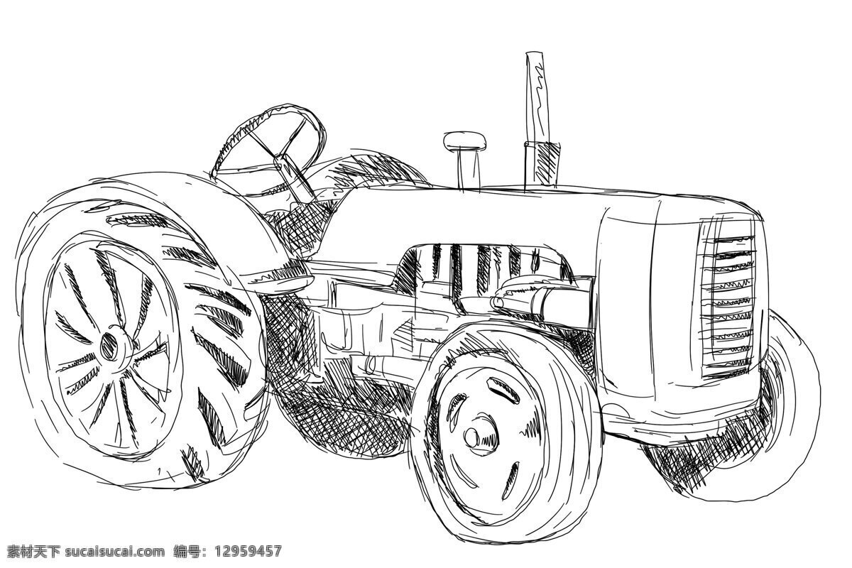 老式 农用 拖拉机