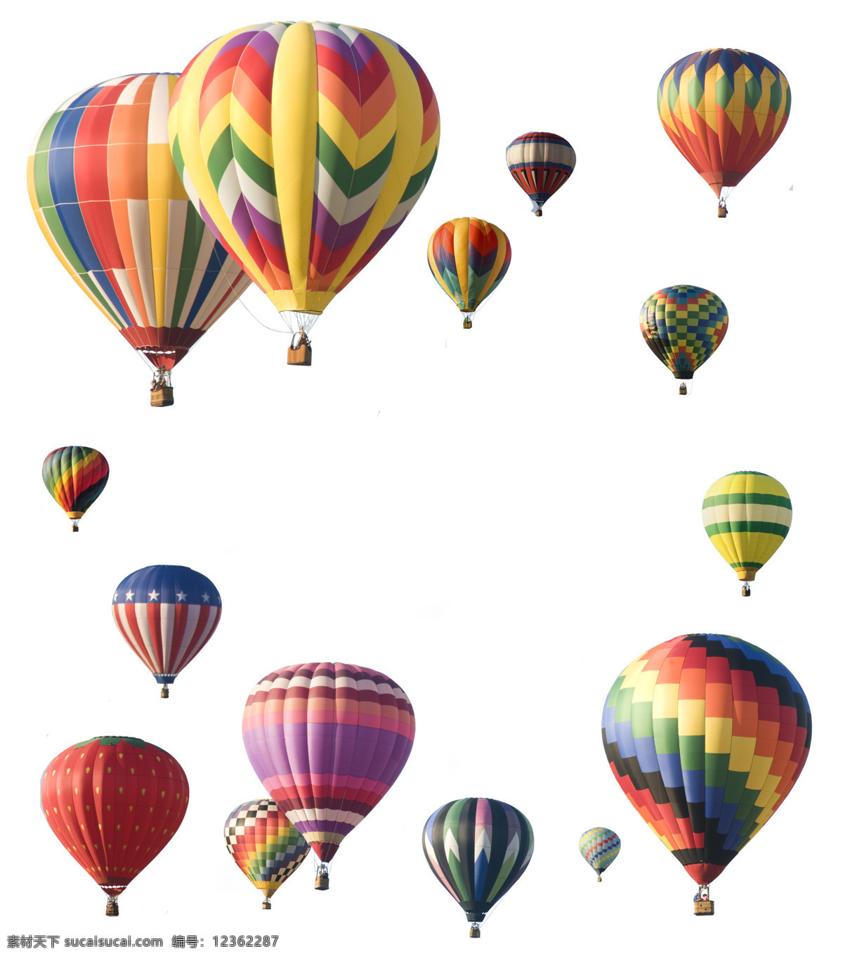 热气球素材 彩色热气球 卡通热气球 卡通氢气球 热气球模板 图标素材 交通工具 现代科技