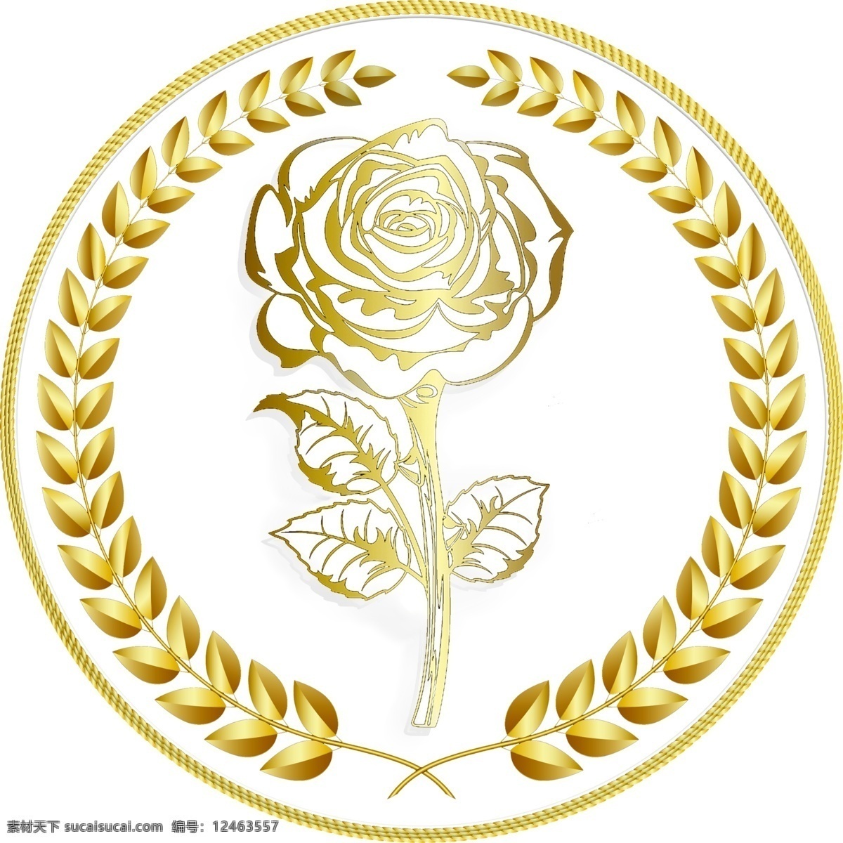 金色 玫瑰 logo 麦穗 圆形 psd源文件 logo设计