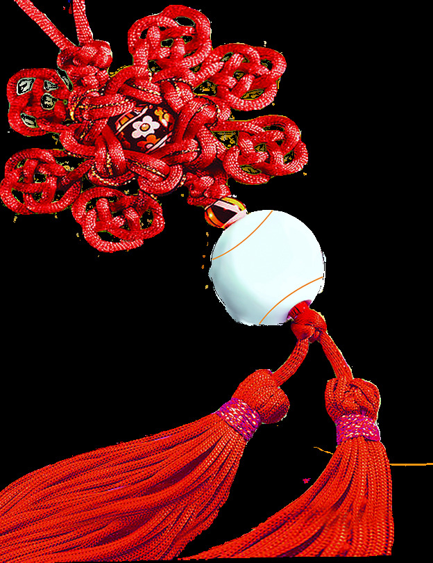 红丝 带 白瓷 珠 吉祥 中国结 元素 传统元素 红色中国结 节日元素 中式元素