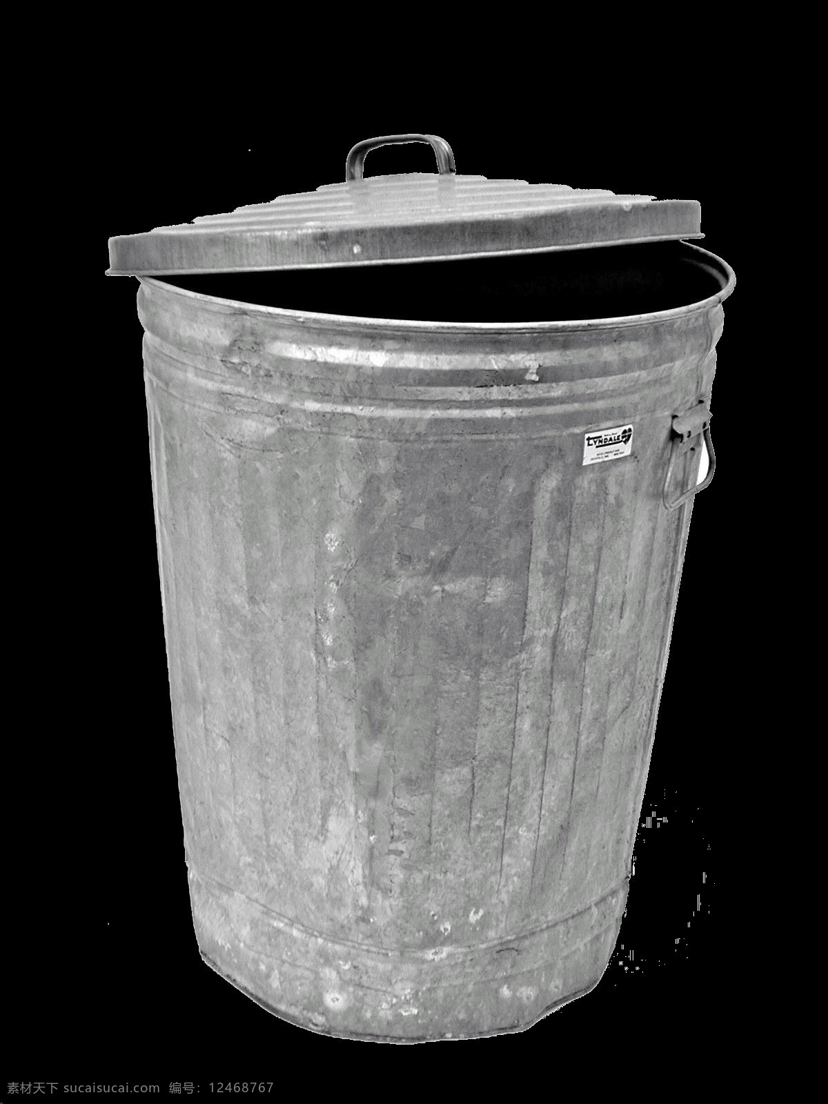 卡通 铁质 垃圾桶 元素 png元素 免抠元素 水桶 铁桶 透明素材 银白色
