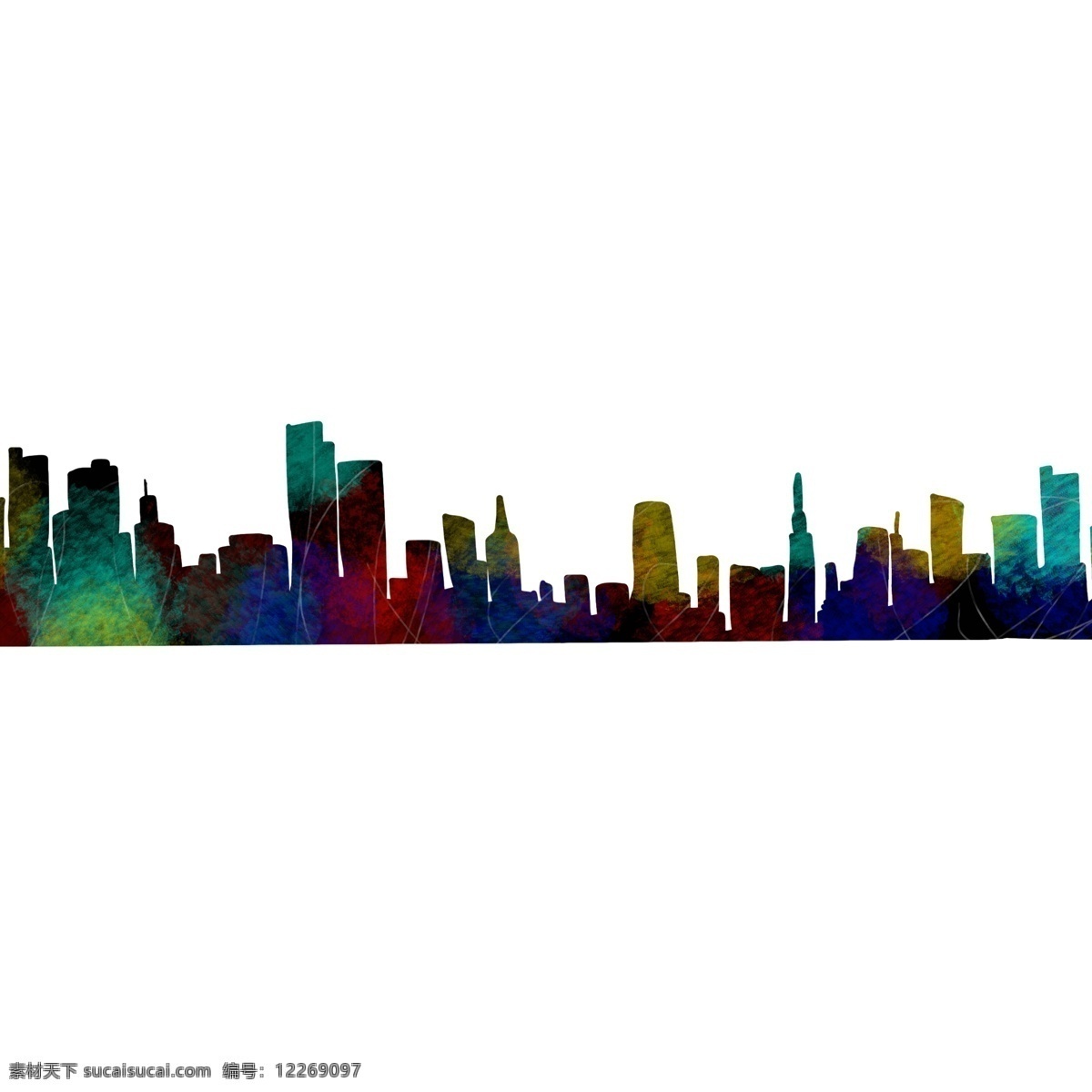 彩色 城市 剪影 元素 剪影城市 城市剪影 水彩 水彩风 城市图案 伦敦 伦敦图案 图案 装饰图案 简单装饰