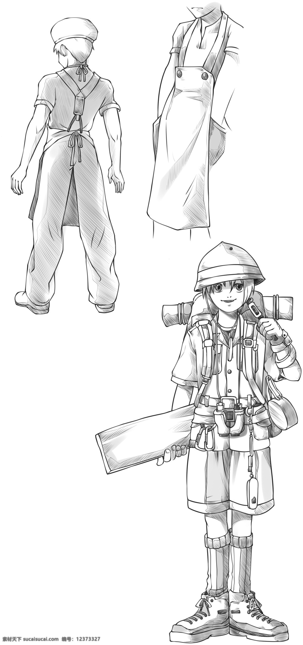 炮兵 小妹 动漫素材 临摹 手绘素材 线稿 线描 线描稿 线描图片素材 卡通 动漫 可爱