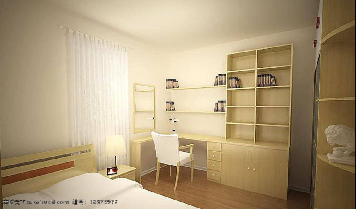 室内 书房 白色 简约 家居装饰素材 室内设计