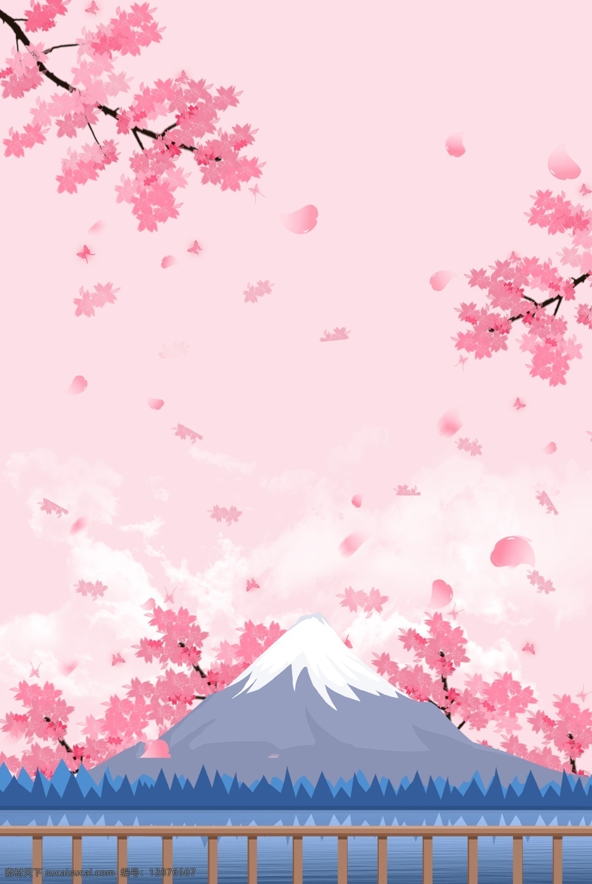 日本 樱花 季 旅游 海报 背景 樱话季 日本旅游 富士山 日本景点 日本行 日本樱花