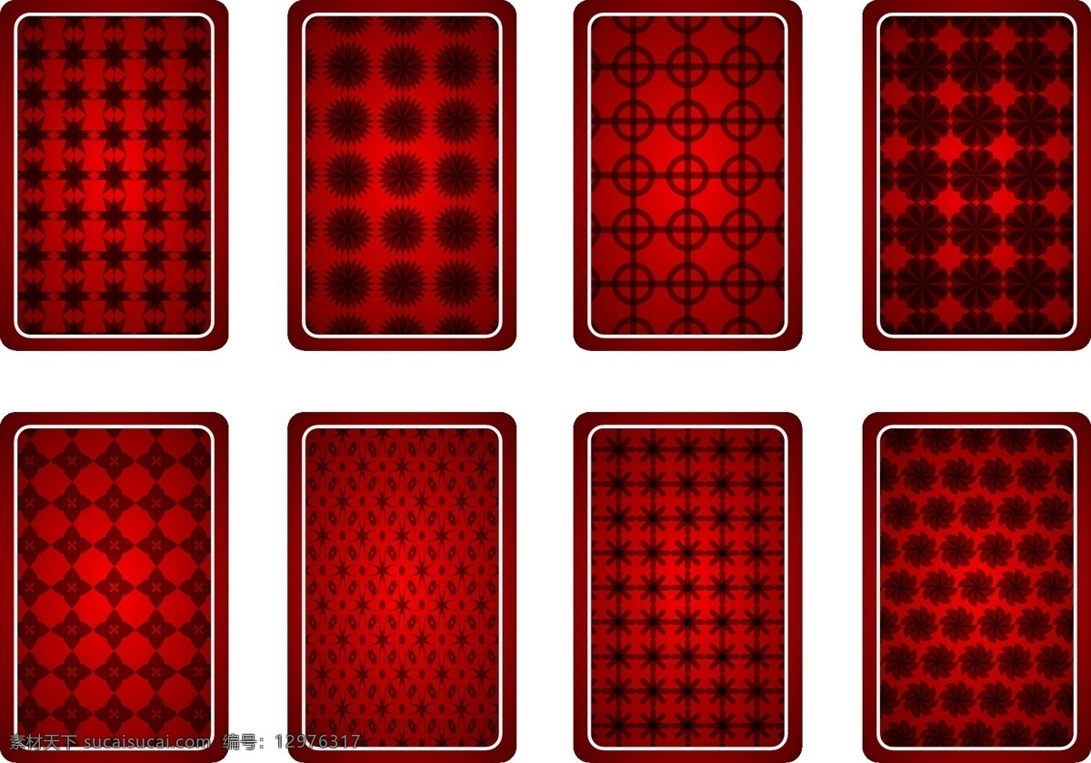 桌游矢量元素 8张 红黑相间 红色 花纹 休闲娱乐 桌游