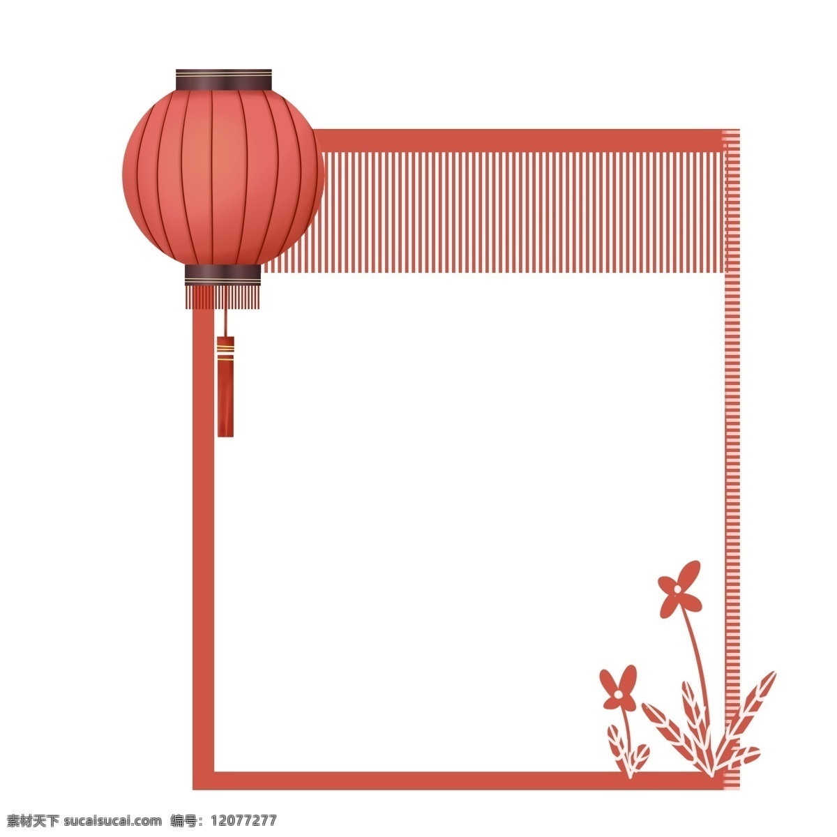手绘 方形 中国 风 边框 方形边框 梅花图案 年字 新年大吉 新年 红色边框 小灯笼 梅花印花 装饰 灯笼