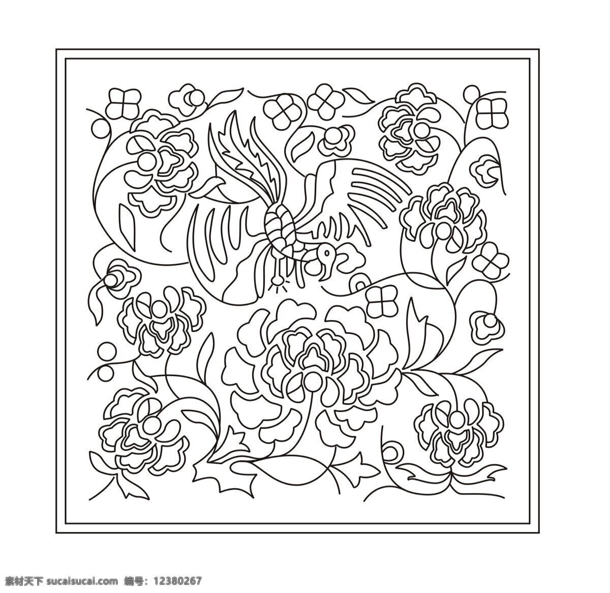 传统 花卉 图案 线 稿 传统文化图片 设计图 文化艺术