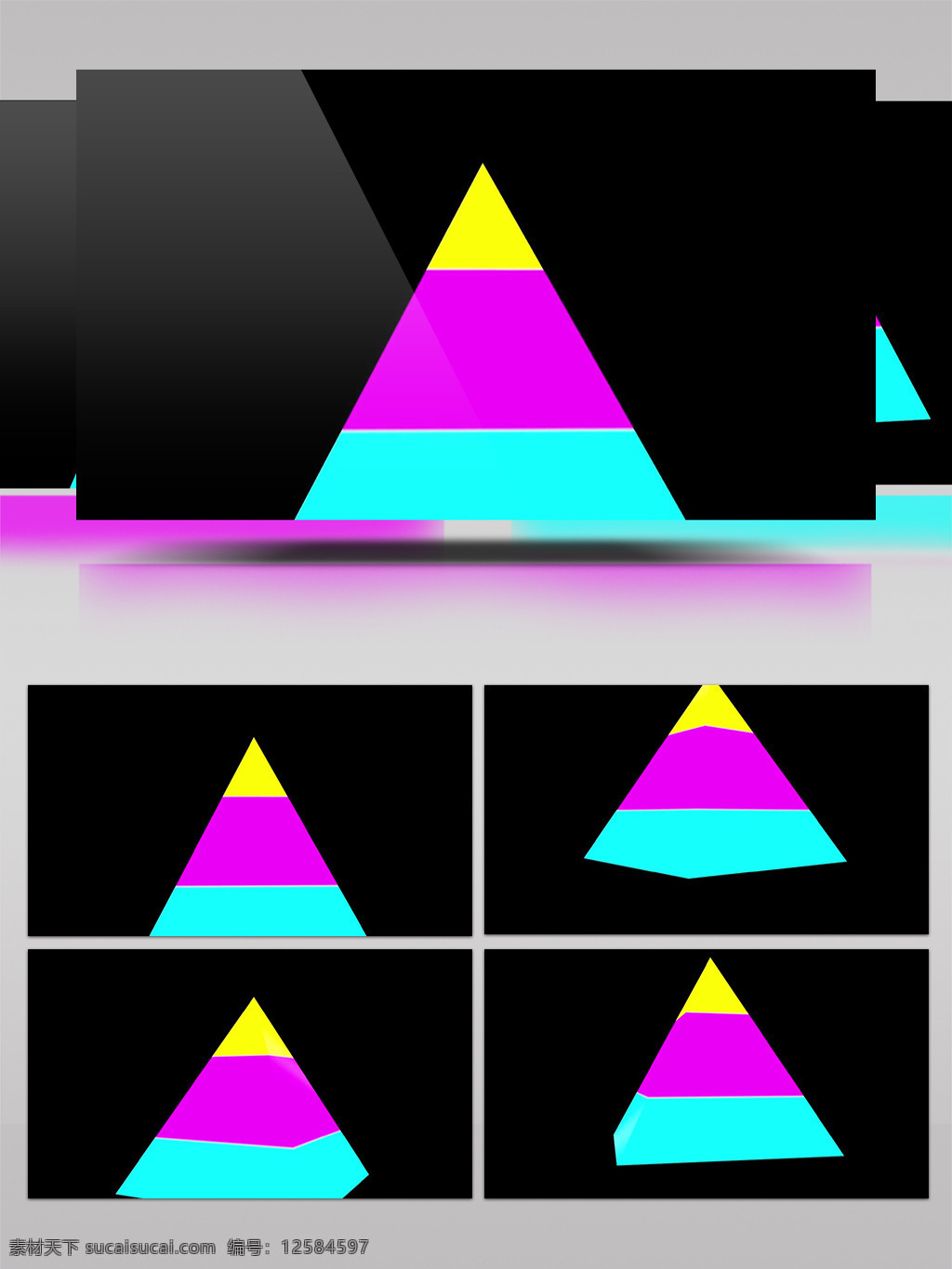 彩色 三角形 视频 金字塔 光芒 视频素材 动态视频素材