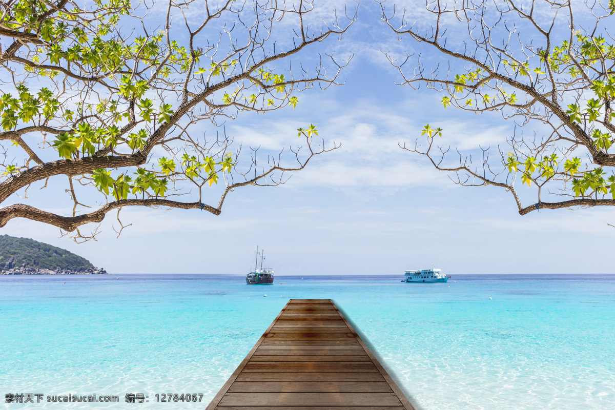 码头 海平面 风景 轮船 船只 海岸风景 大海风景 海面风景 海洋 蓝天 天空 木板 美丽风景 美丽景色 自然风景 自然景观 青色 天蓝色