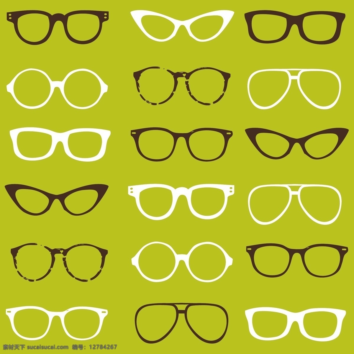 时髦 无缝 模式 眼镜架 不同 黄色