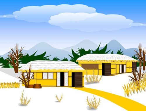幼儿 教学 模板 冬天 白雪皑皑 白雪 房屋 教育 篱笆 通用