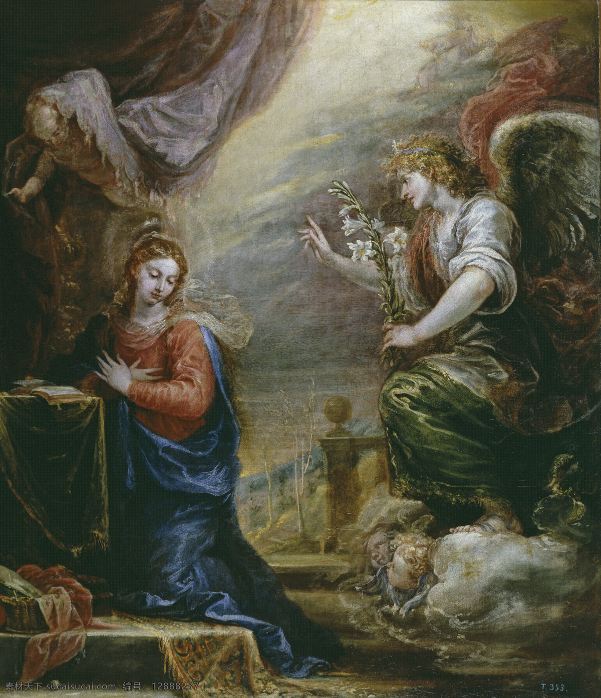 大师 画家 动物 油画 飞行 装饰画 ca annunciation the francisco rizi 人物 高清 西方 国外 现代 装饰素材