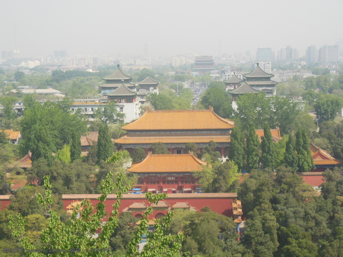 北京 建筑 建筑群 故宫全貌 雾霾 天空 树木 古代建筑 建筑摄影 建筑园林