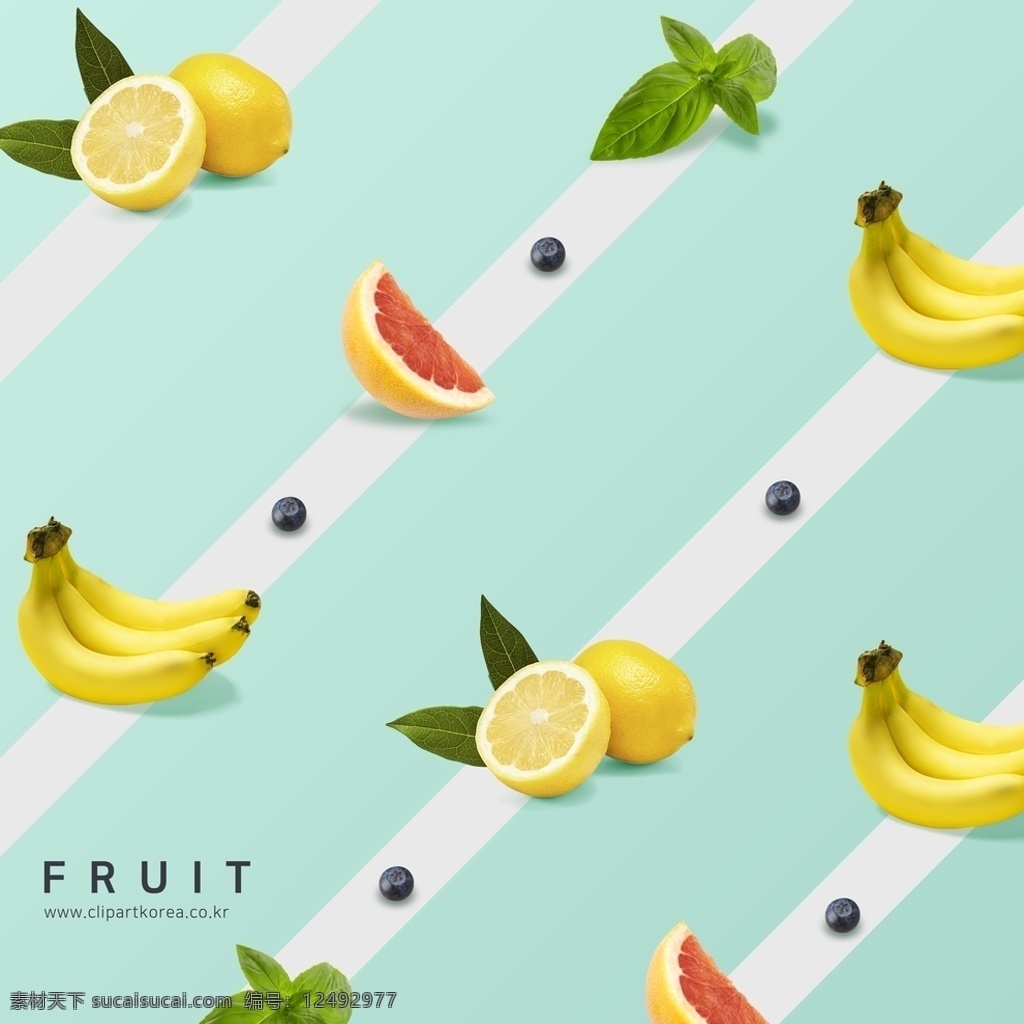 香蕉柠檬 红柚蓝莓图片 红柚蓝莓 薄荷叶 蓝色清新海报 绿色水果 美食餐饮 水果海报 清新海报设计