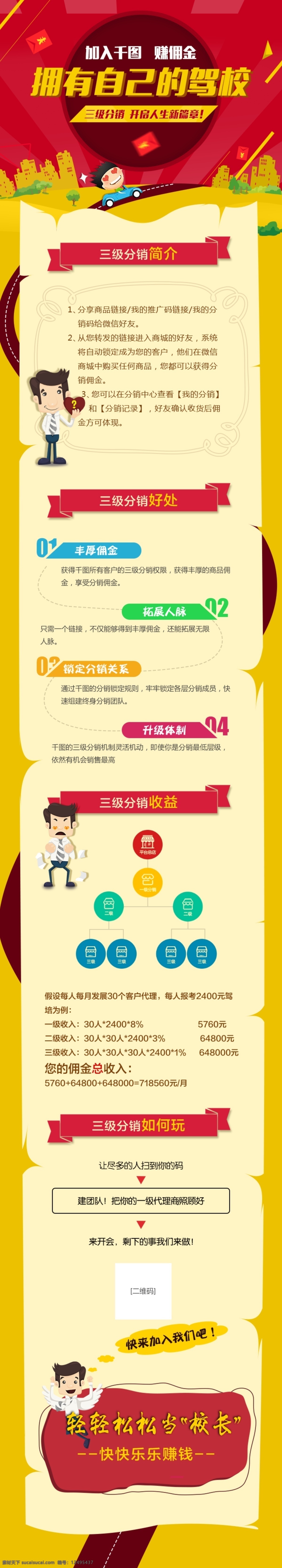 营销 网页 卡通 模板 简介 分销 驾校