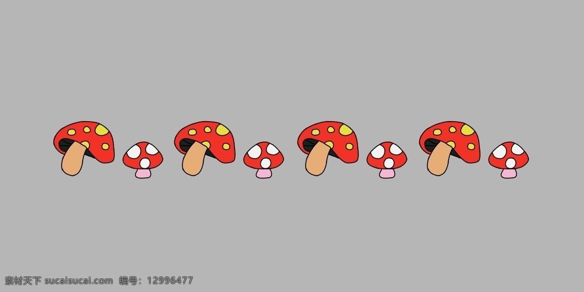 手绘 蘑菇 分割线 插画 红色的蘑菇 分割线插画 卡通插画 手绘插画 蘑菇分割线 漂亮的蘑菇