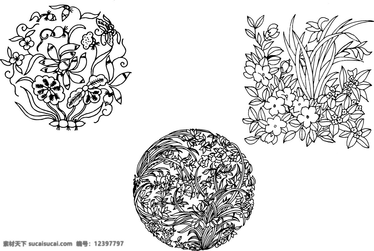 花卉 素描 蓮花 盆栽 柑橘樹 矢量图 其他矢量图