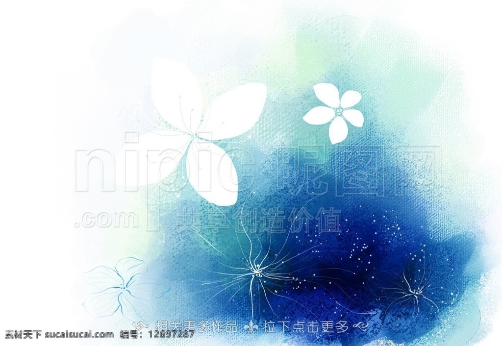 水墨 墨迹 墨迹扩散 水墨画 水墨插画 抽象花卉背景 分层 源文件