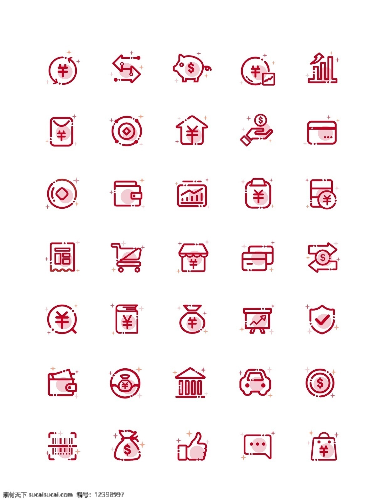 红色 金融 理财 类 矢量 icon 图标 线性 icons 网页ui 矢量图标