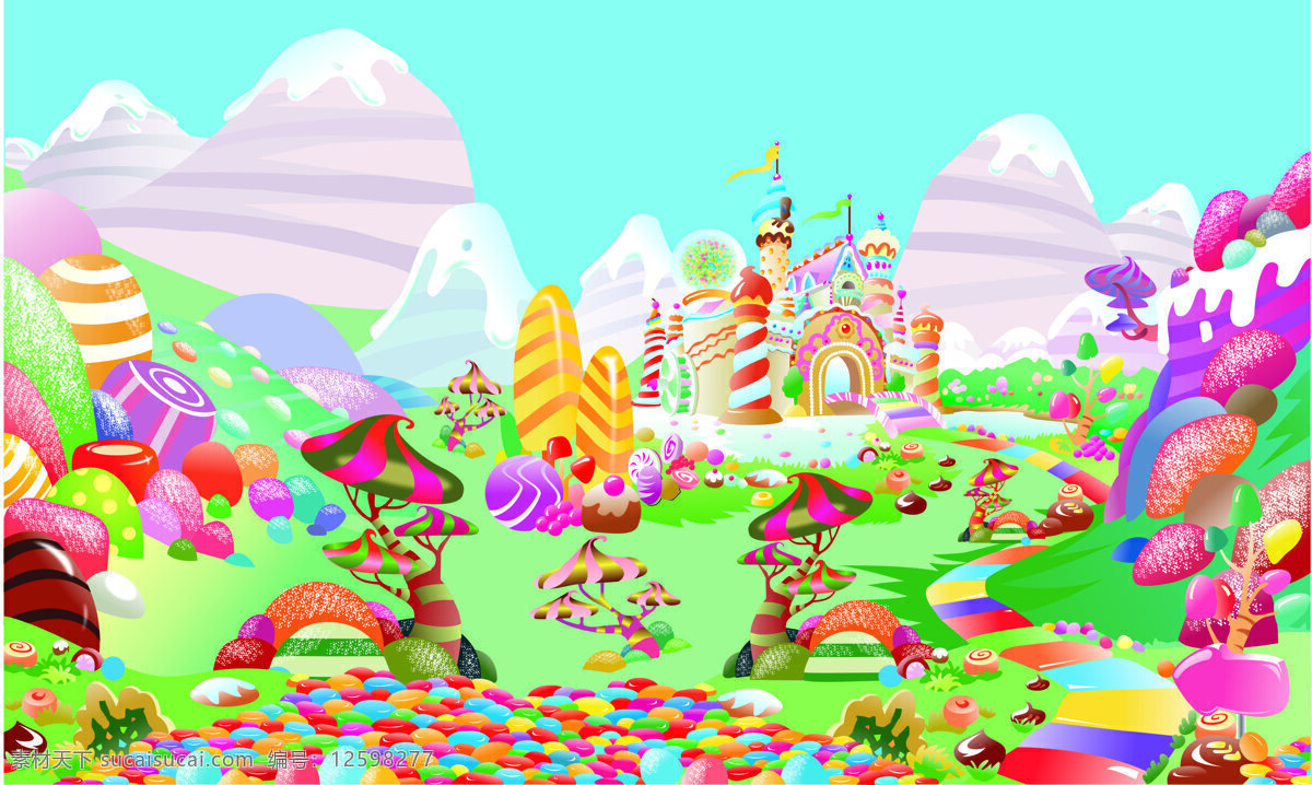 糖果 世界 cdr格式 儿童 卡通 矢量 华丽的 梦幻的 多彩的 矢量图 其他矢量图