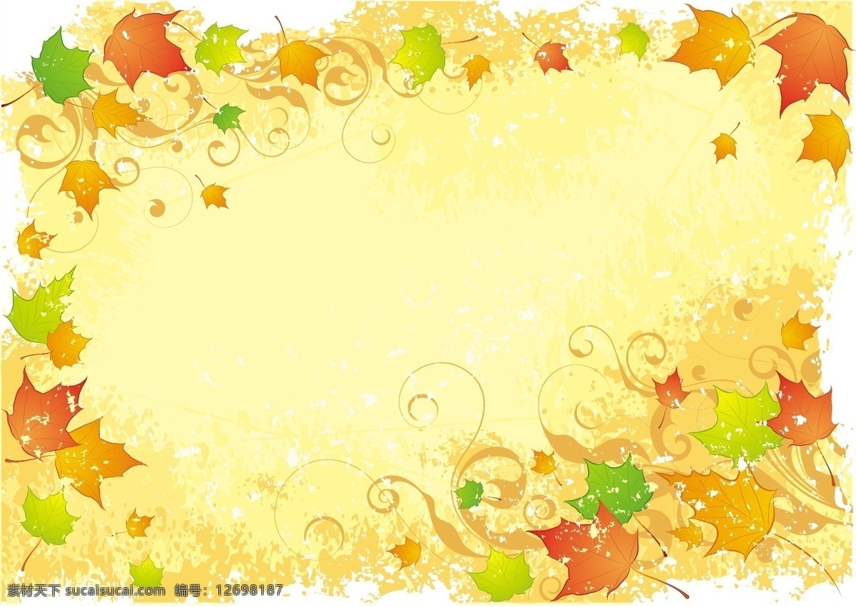 秋天矢量素材 秋天 叶子 红色 黄色 矢量背景 广告背景