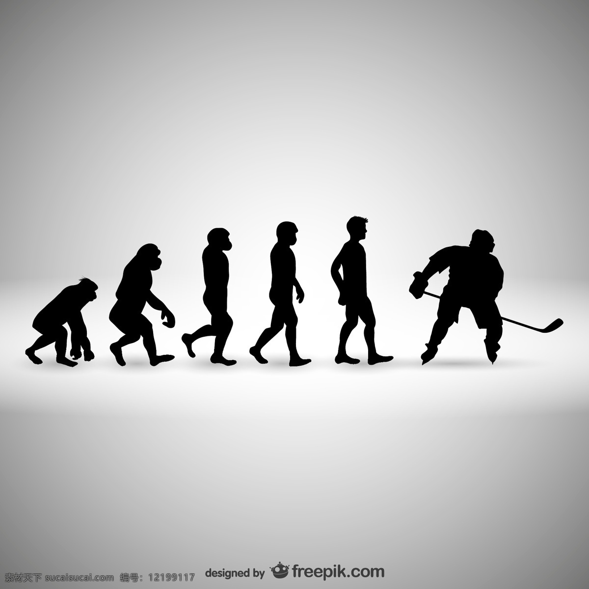 曲棍球 人类 进化 运动 人 模板 冬季 体育 轮廓 游戏 冰 冷冻 玩 有趣 插图 历史 专业 演变 竞争 灰色
