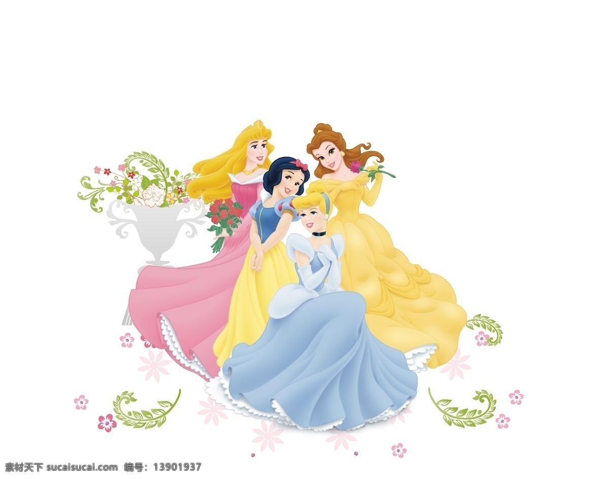 公主印花 服装 女装 童装 印花 迪士尼 卡通 动画 童话 公主 美女 少女 女孩 白雪公主 睡美人 灰姑娘 花朵 t恤印花 卡通设计 矢量