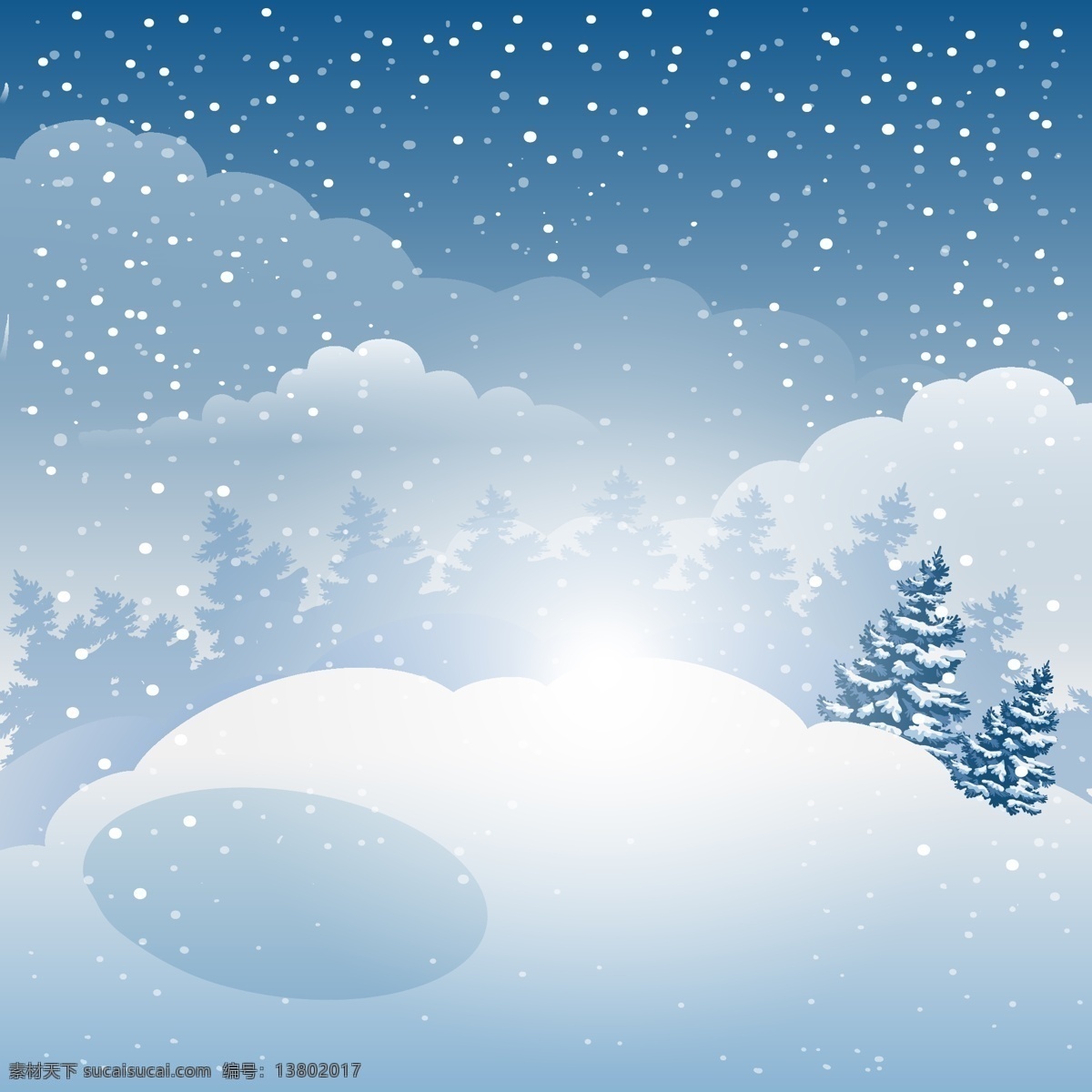 浪漫雪花背景 ai格式 背景 冬季 广告 海报 浪漫 树林 唯美 雪花